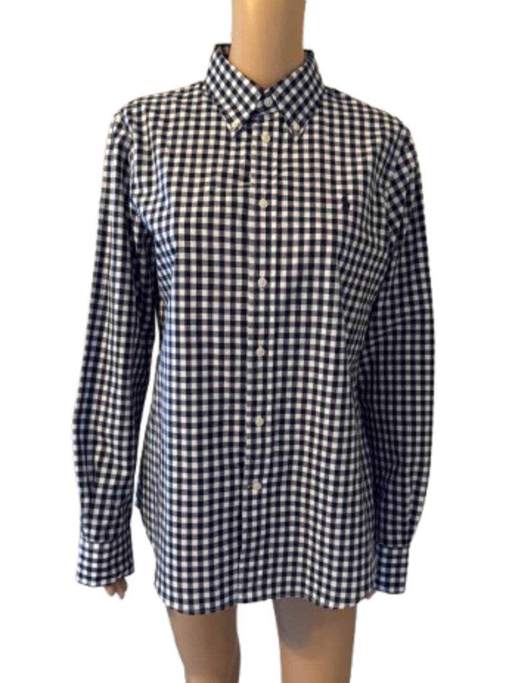 Ralph Lauren Gingham Women's Large Black  Long Sleeve Button Down Slim Fit Shirt